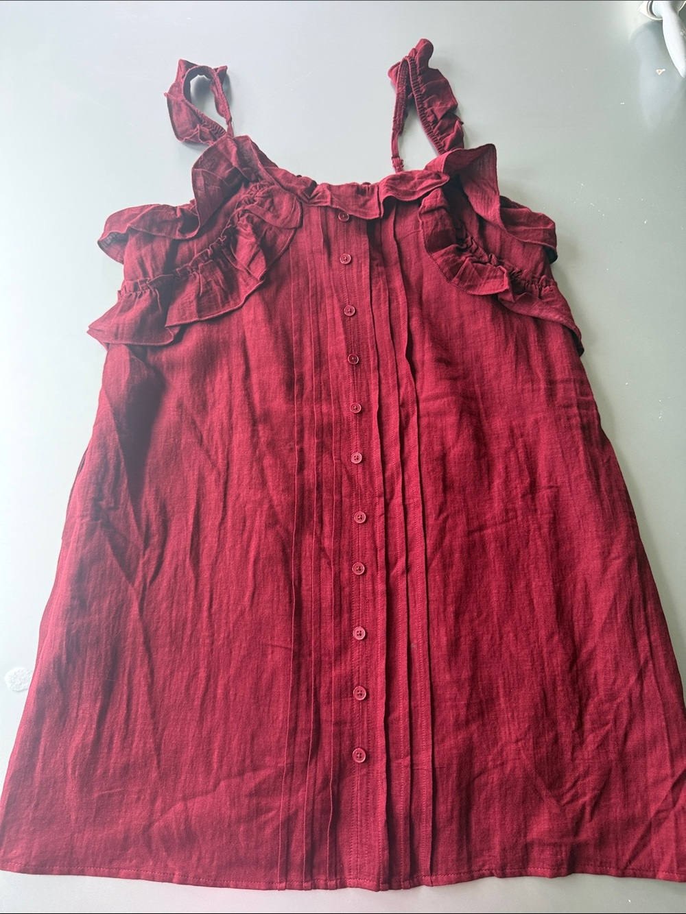 Universal Thread Burgundy Ruffle Mini Dress - Picture 2 of 9